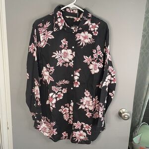 Soft Surroundings Womens M Long Sleeve Button Up Floral Shirt